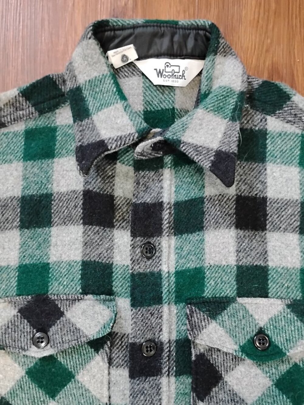 Vintage 80s Woolrich Checker Flannel Wool Button Shirt